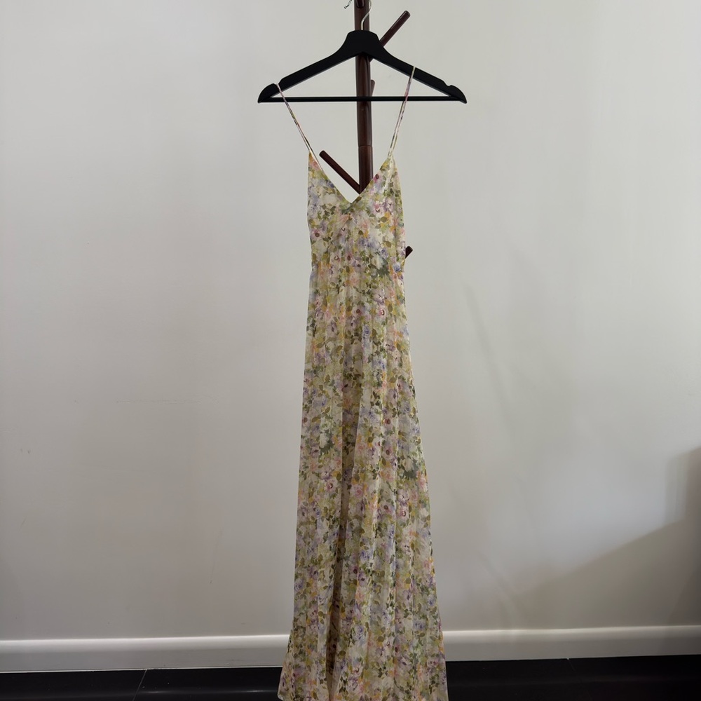 Mango Floral Maxi Dress with Spaghetti Straps